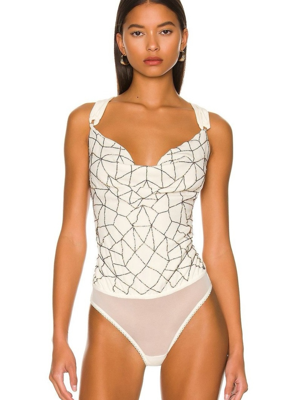 Free People Ivory Cowl Neck Bodysuit